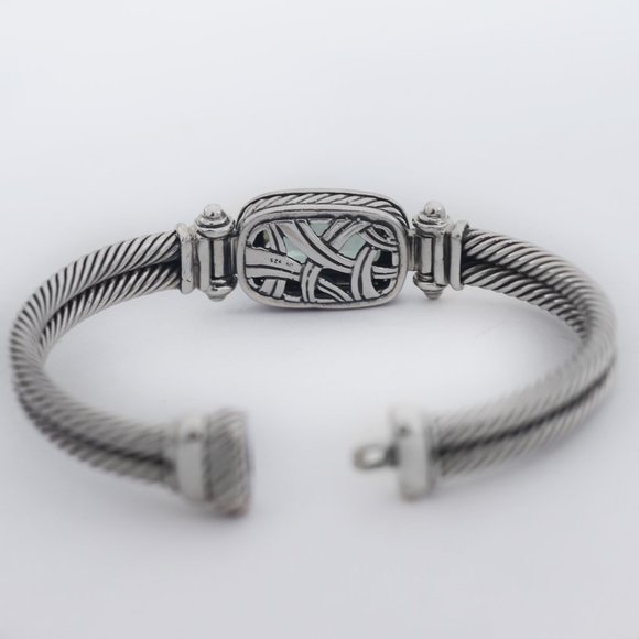 David Yurman 925 Diamond Cable Gemstone Albion Bangle Bracelet - Picture 4 of 5